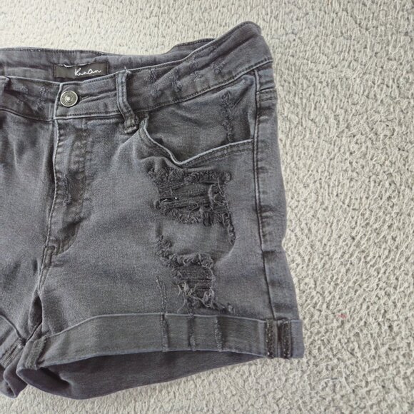KanCan Shorts Womens 30 Distressed Denim Mid Rise Rolled Hem Casual Summer - Picture 3 of 16